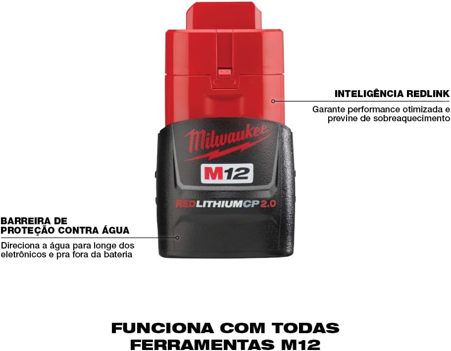 Bateria 12V 2AH Ions de litio CP Milwaukee - 48-11-2420 - Imagem 3