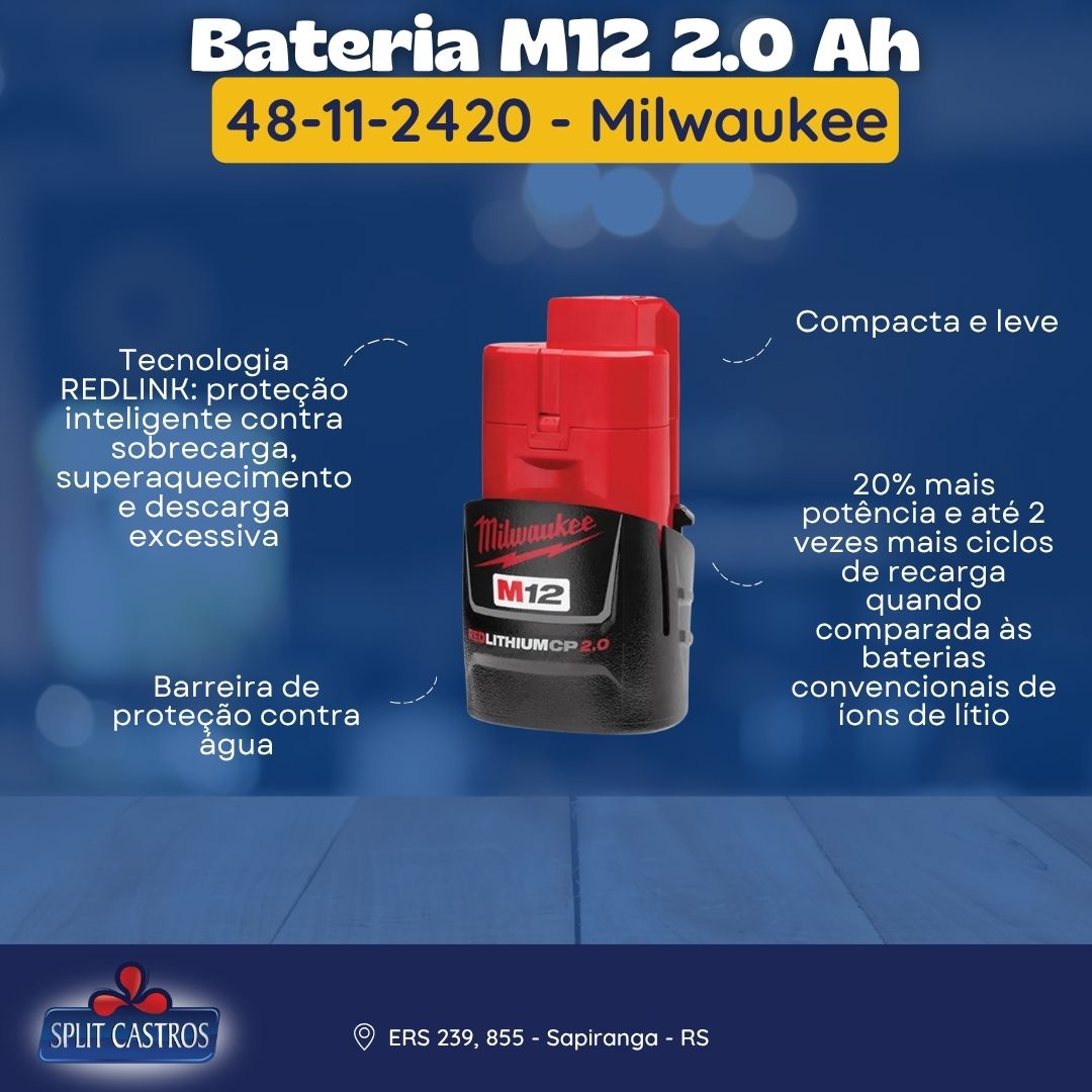 Bateria 12V 2AH Ions de litio CP Milwaukee - 48-11-2420 - Imagem 8