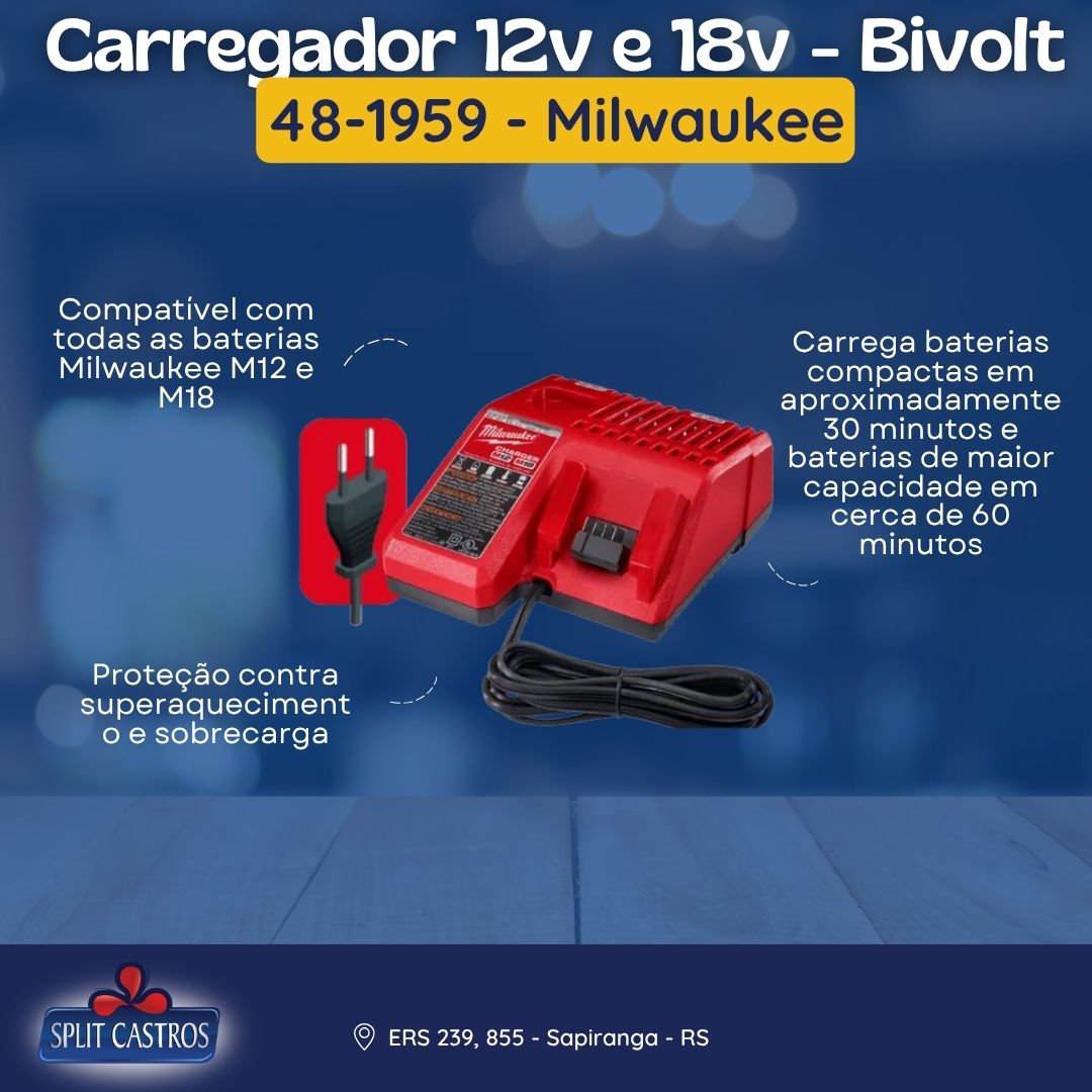 Carregador De Bateria 12V E 18V - Bivolt - Milwaukee - 48-1959 - Imagem 9