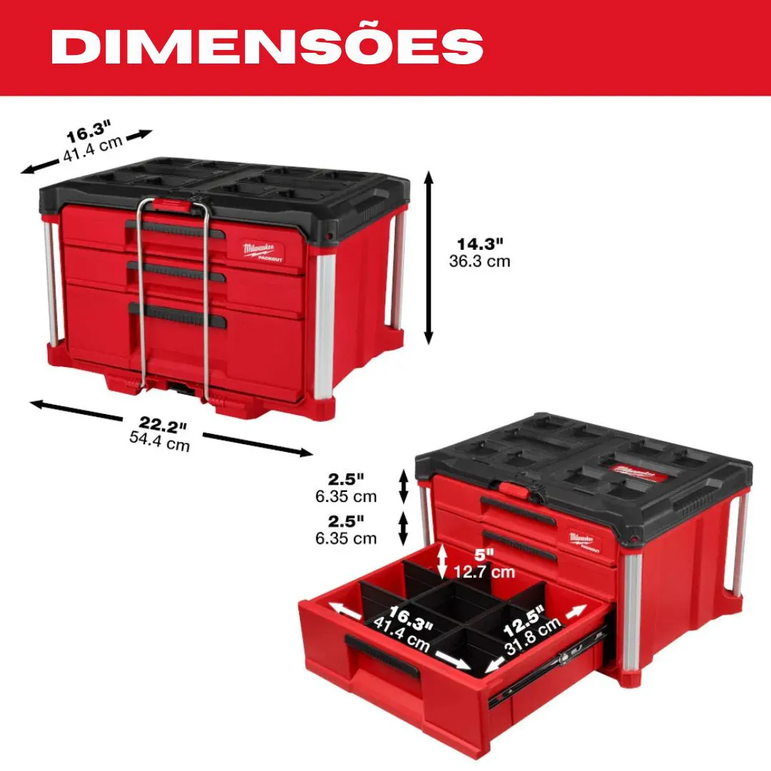 Packout caixa de ferramentas 3 gavetas Milwaukee – 48-22-8443 - Imagem 6