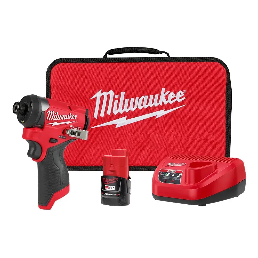 Parafusadeira de Impacto 1/4" - 12V Fuel 3453-159N Com 1 Bateria 1 Carregador Bivolt e Bolsa - Milwaukee