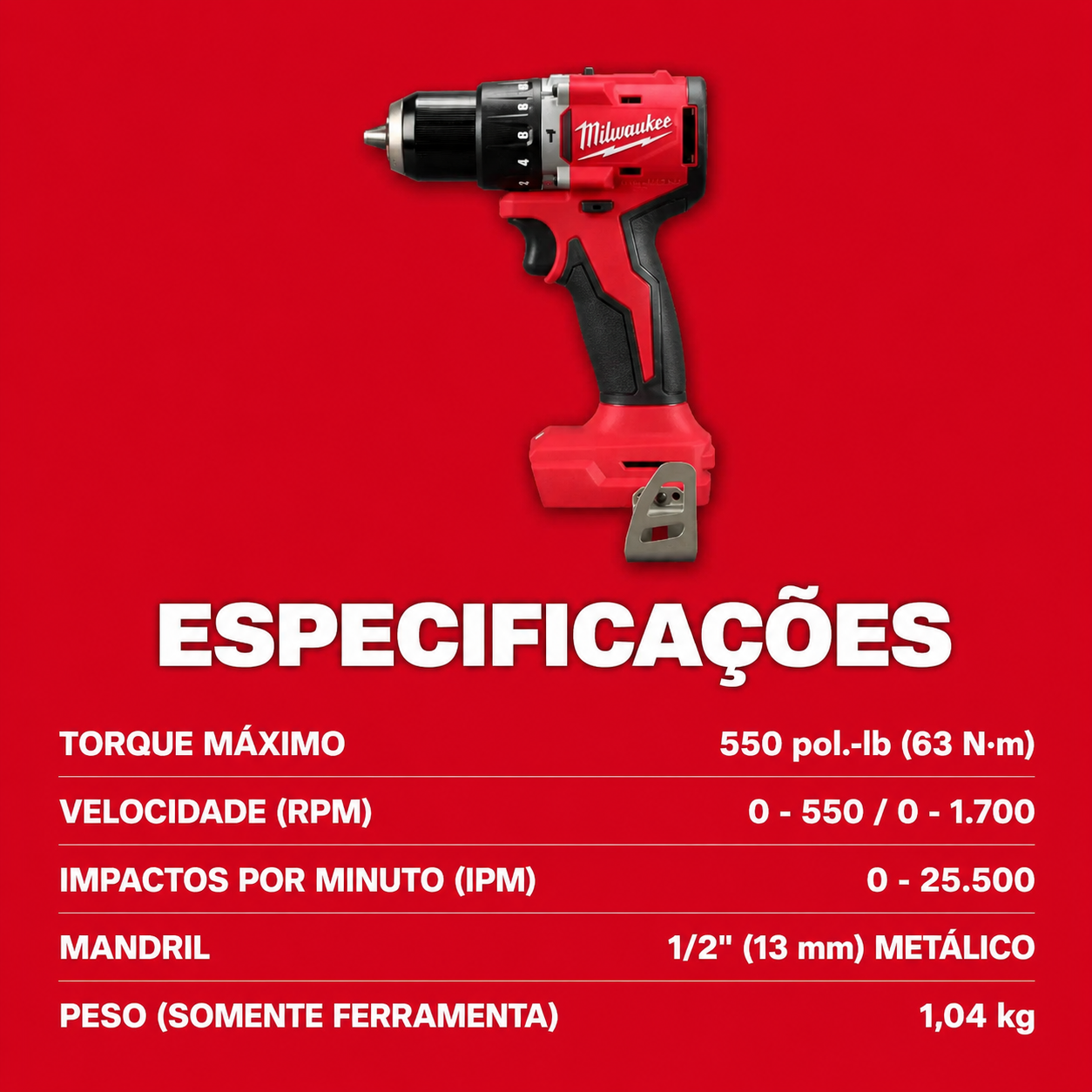 Parafusadeira Furadeira Com Impacto 1 / 2