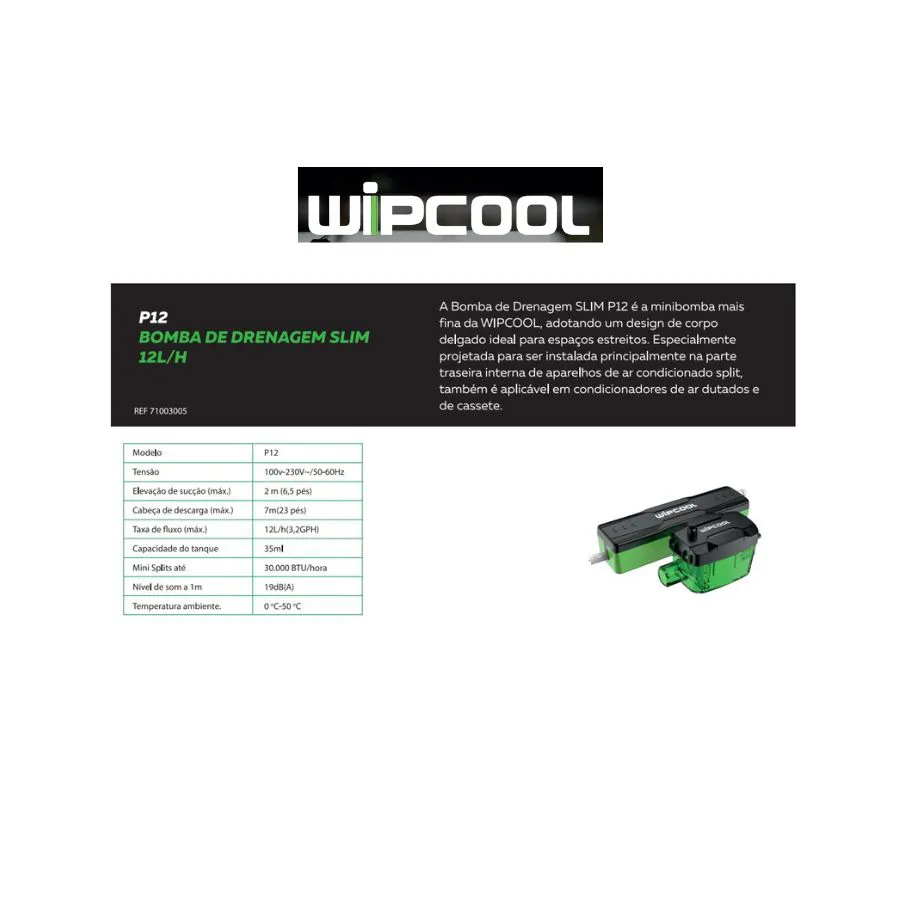 Bomba de dreno Slim P12 Wipcool 12L/H - Imagem 7